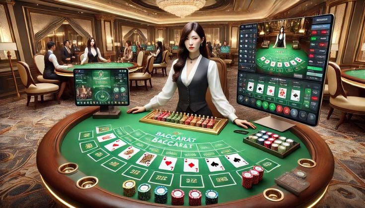taya777 bet live casino real dealer baccarat table on mobile screen